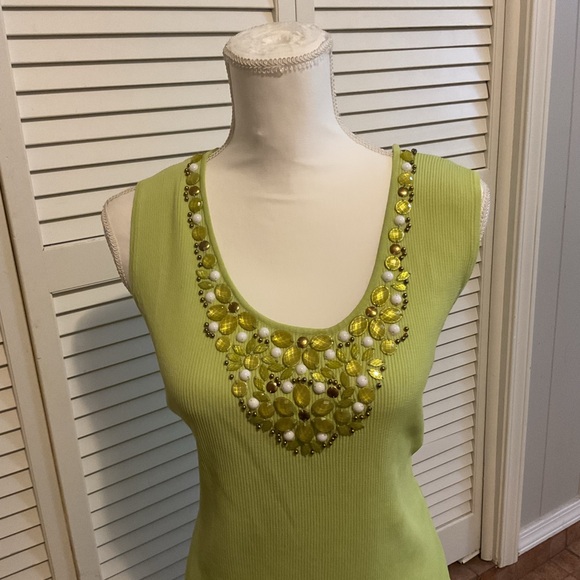 Ruby Rd. Green and Gold Embellished Tank - Picture 2 of 4